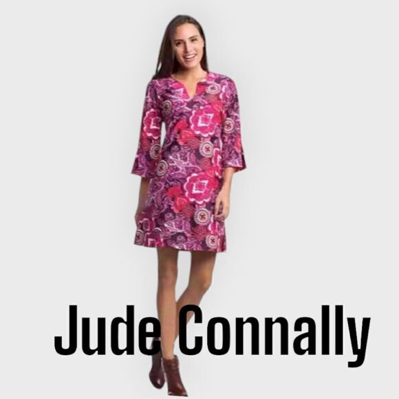 Jude Connally Hot Pink and White Kerry Mini Dress - Picture 1 of 8